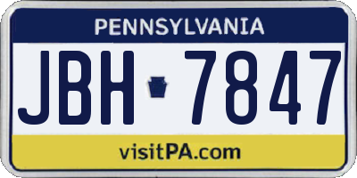 PA license plate JBH7847