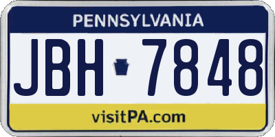 PA license plate JBH7848