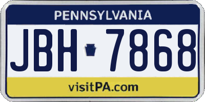 PA license plate JBH7868