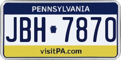 PA license plate JBH7870