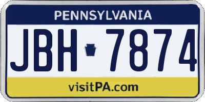 PA license plate JBH7874