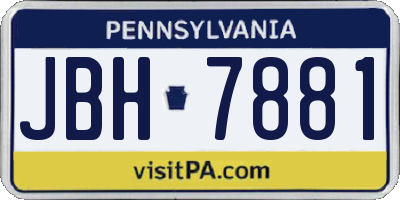 PA license plate JBH7881