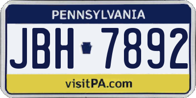 PA license plate JBH7892