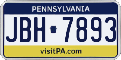 PA license plate JBH7893