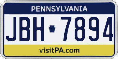 PA license plate JBH7894