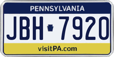 PA license plate JBH7920