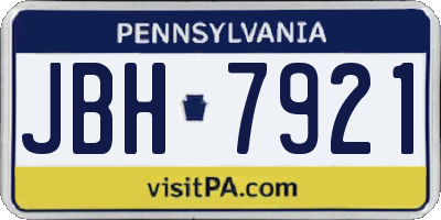 PA license plate JBH7921