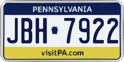 PA license plate JBH7922