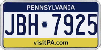 PA license plate JBH7925