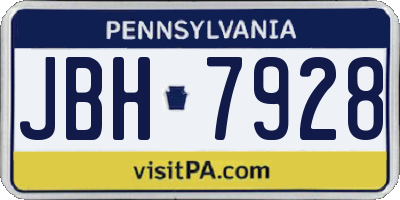 PA license plate JBH7928