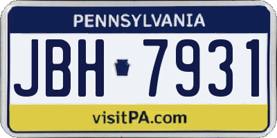 PA license plate JBH7931