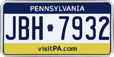 PA license plate JBH7932