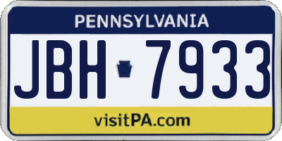 PA license plate JBH7933