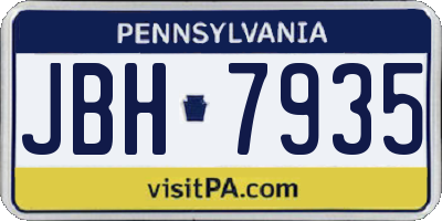 PA license plate JBH7935