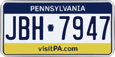 PA license plate JBH7947