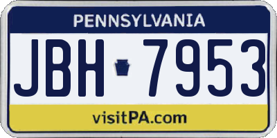 PA license plate JBH7953