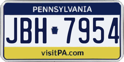 PA license plate JBH7954