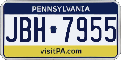 PA license plate JBH7955