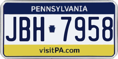 PA license plate JBH7958