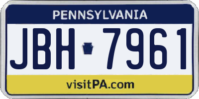 PA license plate JBH7961