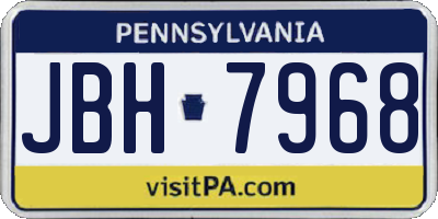 PA license plate JBH7968