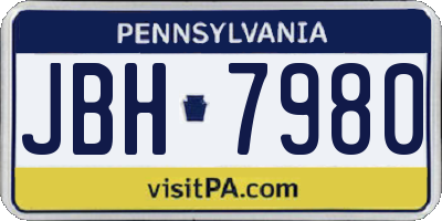 PA license plate JBH7980