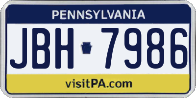 PA license plate JBH7986