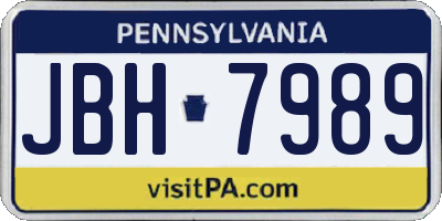 PA license plate JBH7989