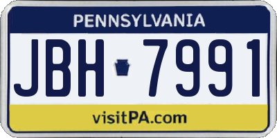 PA license plate JBH7991