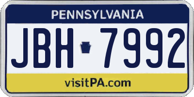 PA license plate JBH7992