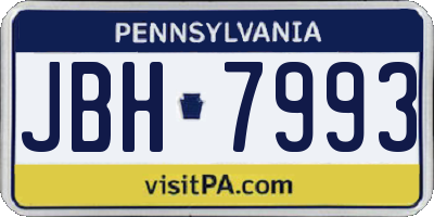 PA license plate JBH7993