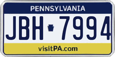 PA license plate JBH7994