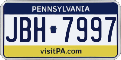 PA license plate JBH7997