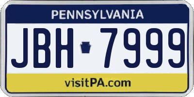 PA license plate JBH7999