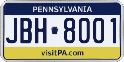 PA license plate JBH8001