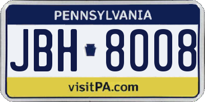 PA license plate JBH8008