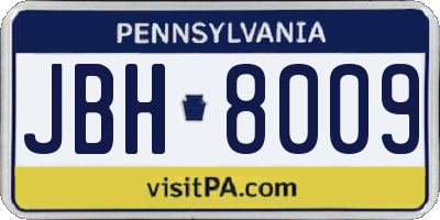 PA license plate JBH8009