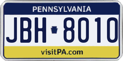 PA license plate JBH8010