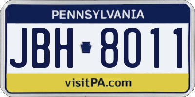 PA license plate JBH8011