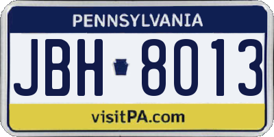 PA license plate JBH8013