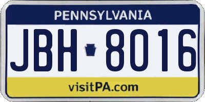 PA license plate JBH8016