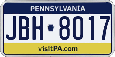 PA license plate JBH8017