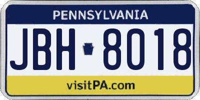 PA license plate JBH8018