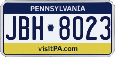 PA license plate JBH8023