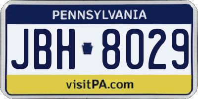 PA license plate JBH8029