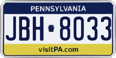 PA license plate JBH8033