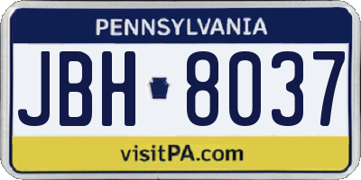 PA license plate JBH8037