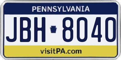 PA license plate JBH8040