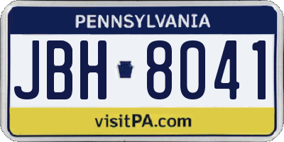 PA license plate JBH8041