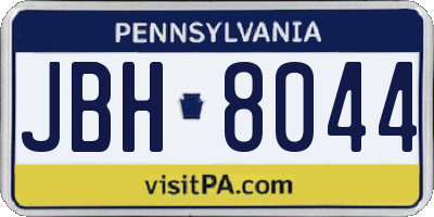 PA license plate JBH8044